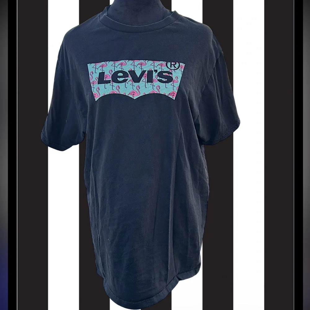 Levi's Men's Flamingo Logo Graphic Tee T Shirt Black Size Large